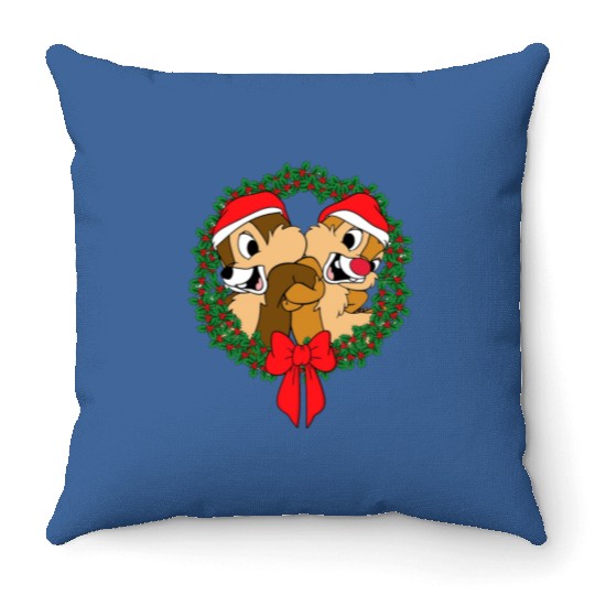 Disney Chip and Dale Christmas Wreath Throw Pillows, Disney Chip
