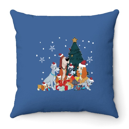Retro Lady And The Tramp Christmas Disney Throw Pillows