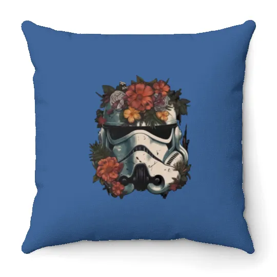 Stormtrooper Floral Flower Retro Throw Pillows Disneyland Summer Trip 2023 Throw Pillows