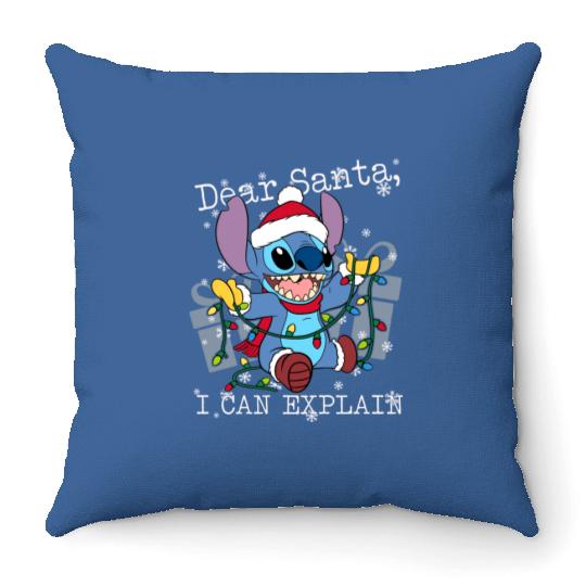 Cute Lilo & Stitch Christmas Dear Santa I Can Explain Throw Pillows, Funny Disney