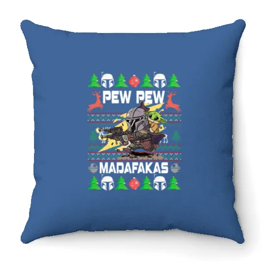 Pew Pew Madafakas Throw Pillows, Star Wars Christmas Throw Pillows, Disney Ugly Matching Throw Pillows