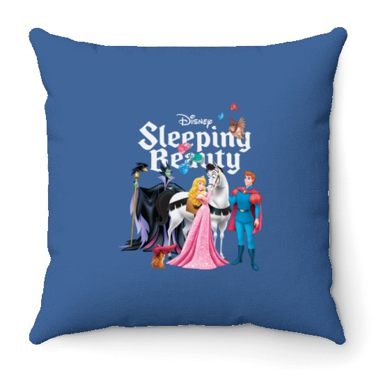 Vintage Sleeping Beauty Throw Pillows, Aurora Princess Throw Pillows, Disneyland Throw Pillows
