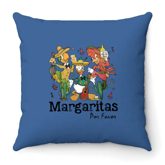 The Three Caballeros Throw Pillows, Retro Disney Margarita Throw Pillows, Margaritas Por Favor, Disney Throw Pillows, Margaritas Epcot Throw Pillows