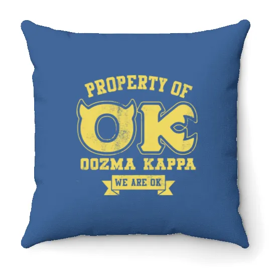 Discover Monsters University Property Of OK Logo Throw Pillows, Magic Kingdom, Disney Monters Inc Throw Pillows