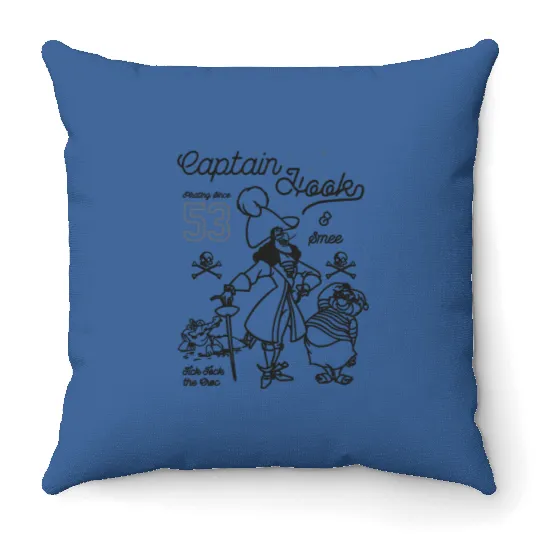Disney Peter Pan Captain Hook And Mr. Smee Outline Sketch Throw Pillows