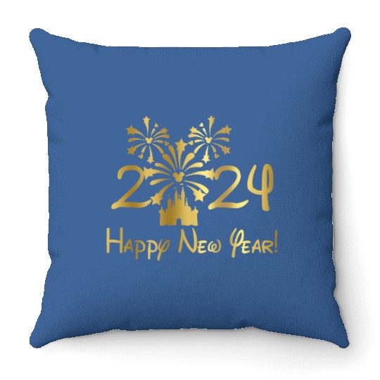 Disney 2024 New Year's Eve Fireworks Gold Foil Throw Pillows, Disney New Years Throw Pillows