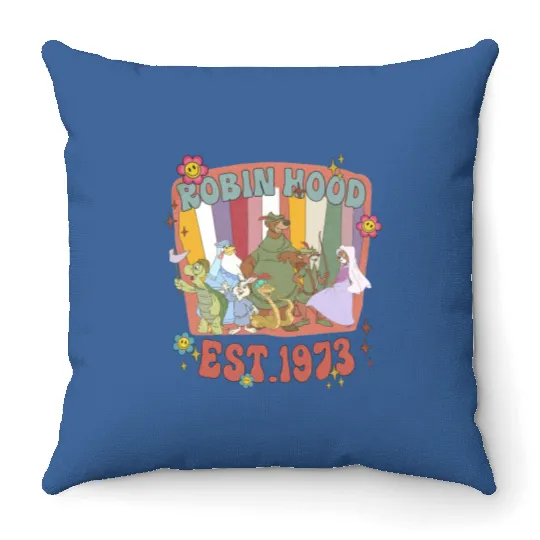 Vintage 90s Robin Hood Throw Pillows, Disney Robin Hood 1973