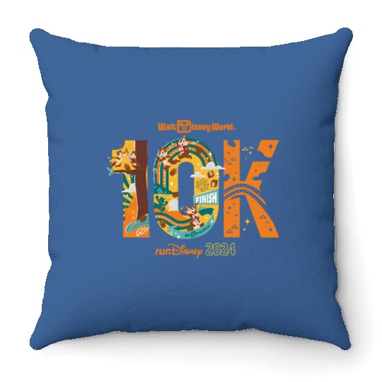 runDisney Chipmunks Chip And Dale 10K Running Throw Pillows, Disney Marathon Weekend 2024, Disney Running Throw Pillows