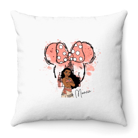 Disney Moana Princess Throw Pillows, Moana Watercolor Disney Throw Pillows, Moana Princess Throw Pillows
