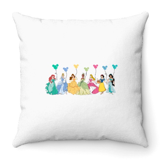 Disney Princess Balloons Throw Pillows, Disney Girls Throw Pillows