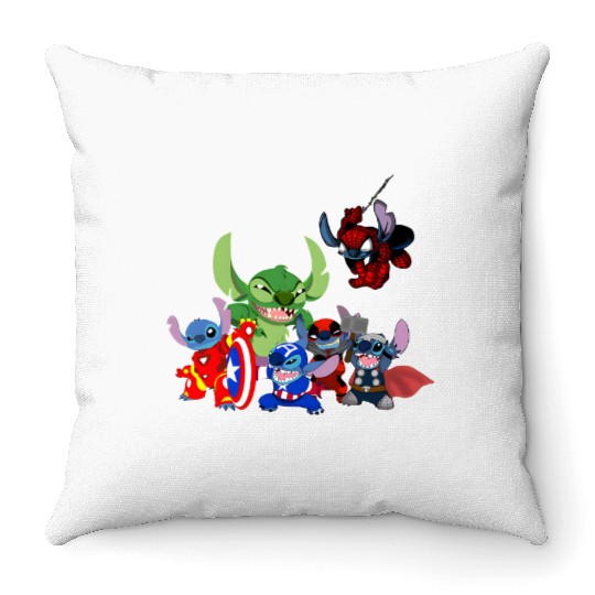 Stitch Avengers Marvel Deadpool Disneyland Throw Pillows