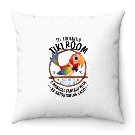 Retro Disneyland Enchanted Tiki Room Throw Pillows