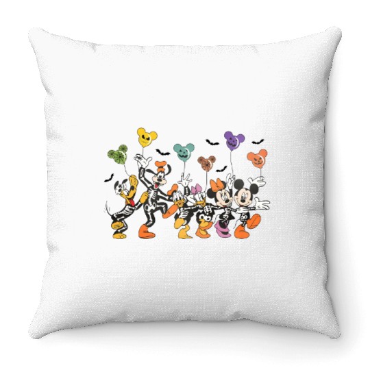 Halloween Mickey And Friends Balloons Throw Pillows, Disney Halloween 2023 Throw Pillows