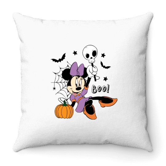 Throw Pillows, Minnie Spooky Season, Minnie Mouse Halloween Throw Pillows, Minnie Pumpkin Throw Pillows, Disney Spooky Throw Pillows