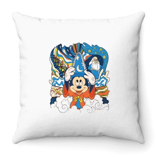 Disney Fantasia Sorcerer Mickey Stay Magical Throw Pillows, Fantastic Disney Hollywood Studio
