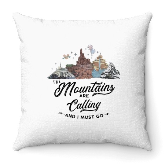 The Mountains Are Calling Throw Pillows | Disney Rides: Space, Thunder, Splash, Everest