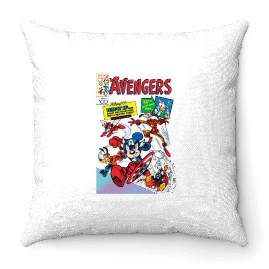 Disney 100 Mickey Mouse & Friends Avengers Comics Book Retro Throw Pillows