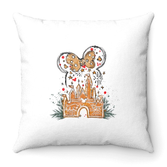 Disney Gingerbread Castle Throw Pillows, Christmas Castle Throw Pillows