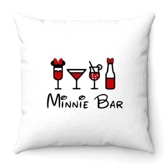 Minnie Bar Throw Pillows, Disney Throw Pillows, Drinking Throw Pillows, Drinking Around the World Throw Pillows
