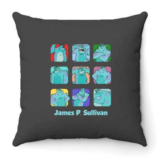 Disney Monsters Inc Sulley Moods Throw Pillows, James P. Sullivan Throw Pillows, Magic Kingdom Throw Pillows