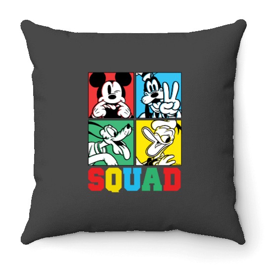 Mickey, Goofy, Donald, Pluto Squad Grid Throw Pillows, Disney Pluto Throw Pillows, Pluto And Friends Throw Pillows