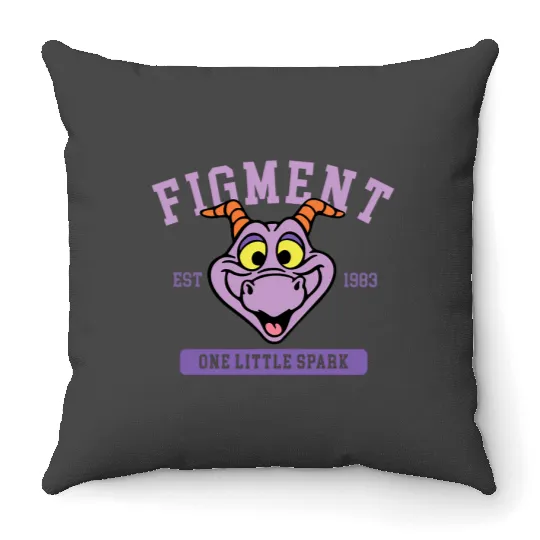 Disney Figment Throw Pillows, Epcot Figment Throw Pillows, Figment Est 1983 Throw Pillows