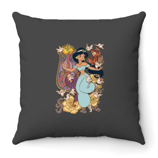 Princess Jasmine Aladdin  Color Throw Pillows, Disney Throw Pillows