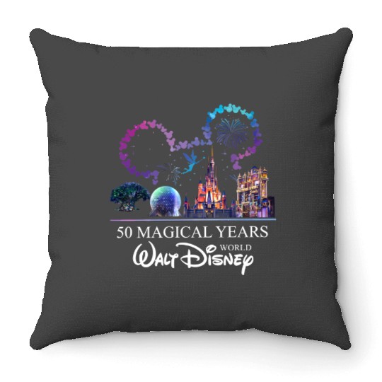50th Anniversary, WDW Disney 50 Magical Years Throw Pillows, Walt Disneyworld 50th Anniversary Throw Pillows
