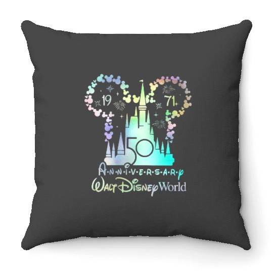 Mickey Castle 50th Anniversary- Disney World Throw Pillows
