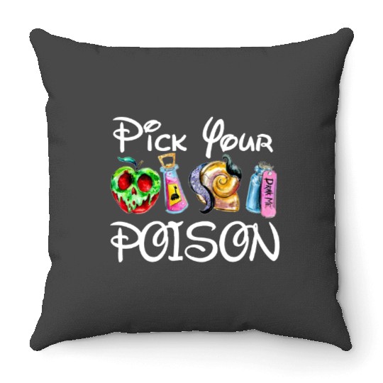 Pick Your Poison Throw Pillows , Disney Family and couple Throw Pillows