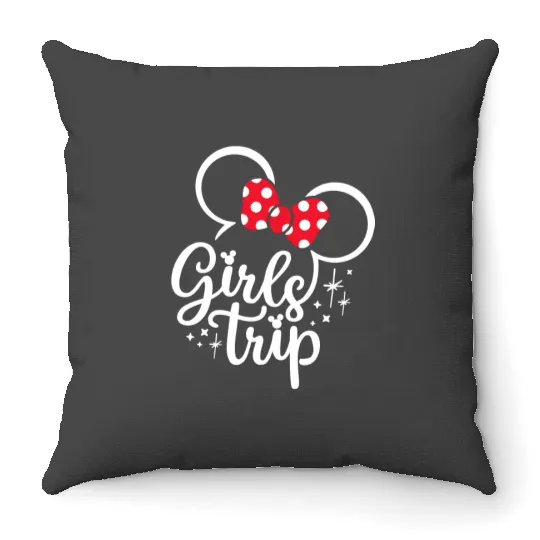 Girls Trip Disneyland Throw Pillows, Adults Kids Disneyworld Trip Throw Pillows