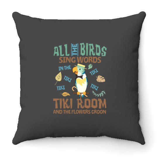 Vintage Tiki Room Throw Pillows, Disneyland Family Throw Pillows, Enchanted Tiki Room Throw Pillows