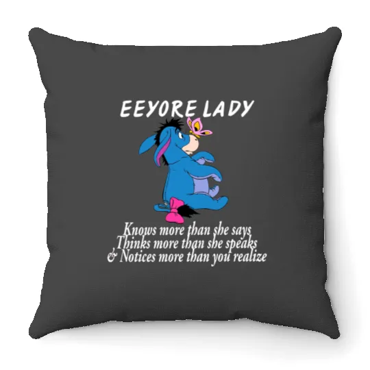 Disney Eeyore Throw Pillows, Eeyore Lady Knows More Than She Says Throw Pillows Winnie The Pooh Throw Pillows