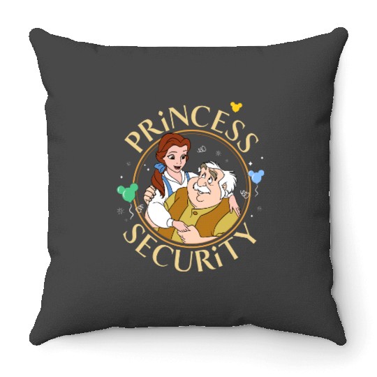 Maurice And Belle Princess Security Throw Pillows, Beauty And The Beast, Disney Dad Throw Pillows