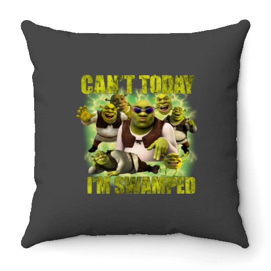 Can't Today I'm Swamped Throw Pillows, Shrek Throw Pillows, Disney Fiona Princess Throw Pillows