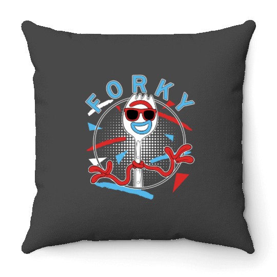 Disney Forky 90's Portrait Throw Pillows, Disney Toy Story Portrait Throw Pillows, Birthday Party Music Throw Pillows