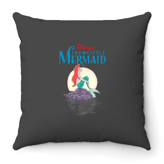 Disneyss Little Mermaid Movie Poster Sunset Graphic Throw Pillows