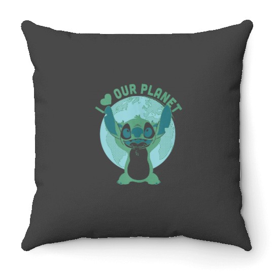 Disney Earth Day Lilo Stitch I Love Our Planet Throw Pillows