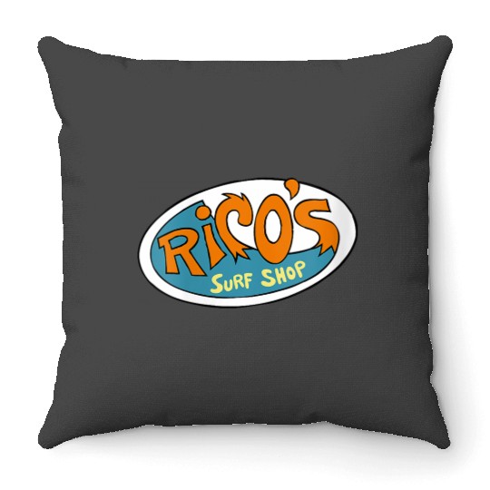 Disneyss Hannah Montana Ricos Surf Shop Logo Throw Pillows