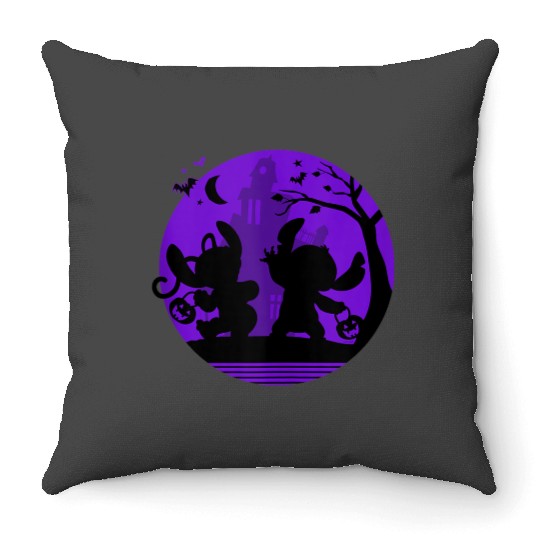 Disneyss Stitch And Angel Trick Or Treat Halloween Throw Pillows