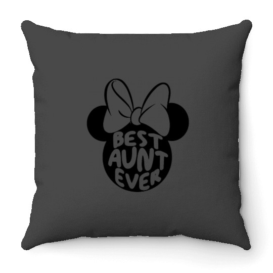 Disney Minnie Mouse Cute Best Aunt Ever Big Chest Text Logo Throw Pillows