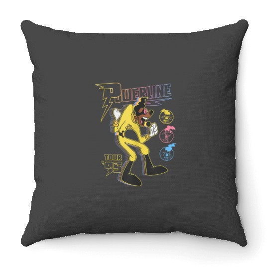 Disney A Goofy Movie Powerline Tour 95 Retro Neon Poster Throw Pillows