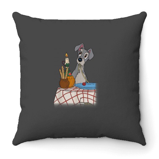 Disneyss Lady And The Tramp Iconic Spaghetti Scene Tramp Side Throw Pillows