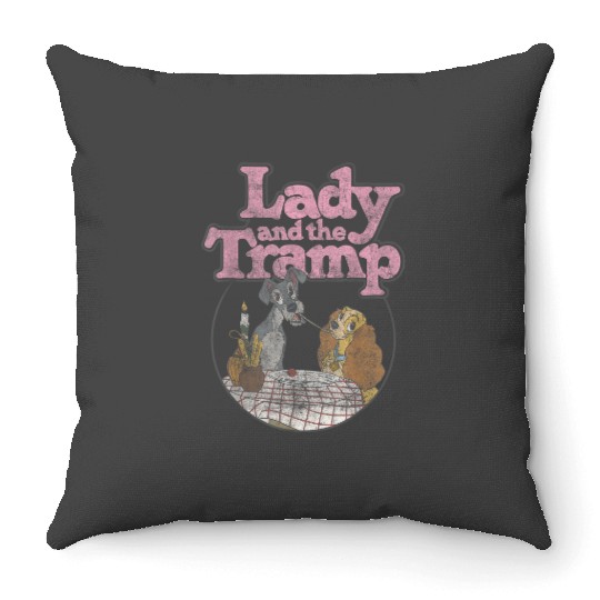 Disneyss The Lady And The Tramp Circle Portrait Logo Throw Pillows