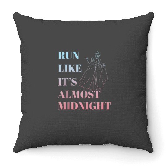 Disney Cinde Run Like Its Almost Midnight Text Throw Pillows