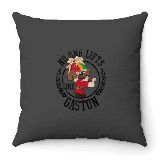 Disney Beauty and the Beast No One Lifts Like Gaston Badge Throw Pillows