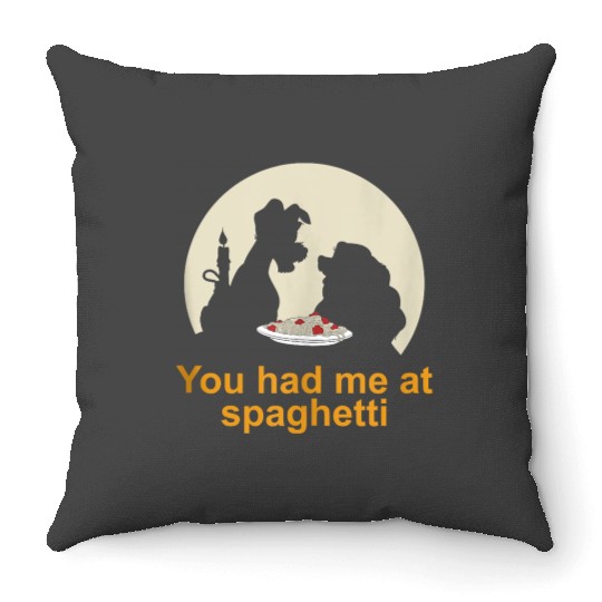 Disneyss Lady And The Tramp You Had Me At Spaghetti Silhouette Throw Pillows