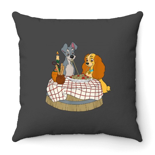 Disneyss Lady And Tramp Bella Notte Spaghetti Throw Pillows