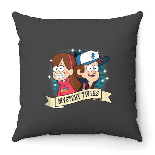 Disneyss Gravity Falls Dipper And Mabel Mystery Twins Logo Throw Pillows