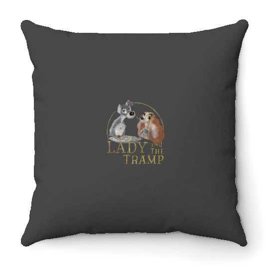 Disneyss The Lady And The Tramp Eating Spaghetti Throw Pillows